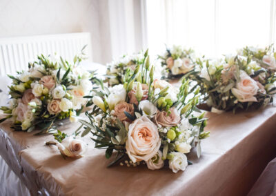 Rustic barn table adorned with flowers in the East Midlands