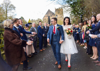 Confetti filled walkway