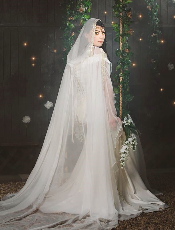 Wedding dress with cape